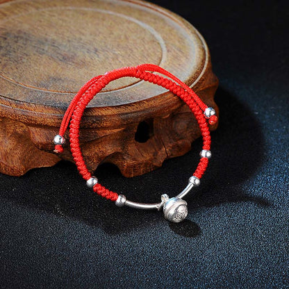 Buddha Stones Fengshui Lucky Red String Bell Bracelet