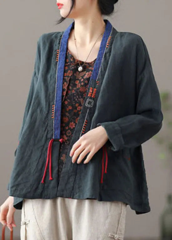 Mulberry Embroideried Patchwork Loose Coat Spring