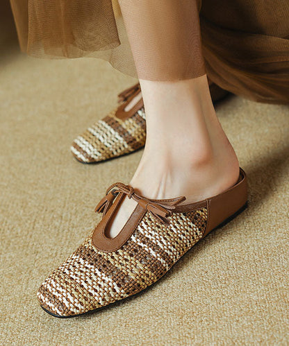 Minimally Beige Breathable Slide Sandals Splicing Lace Up