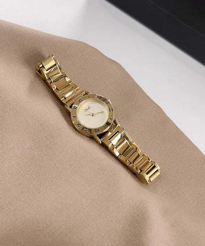 Gold Stainless Steel Mechanical Movement Hardlex Crystal Watches