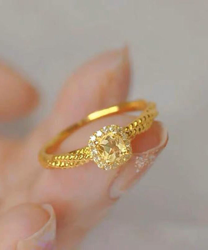 New Gold Overgild Zircon Crystal Rings