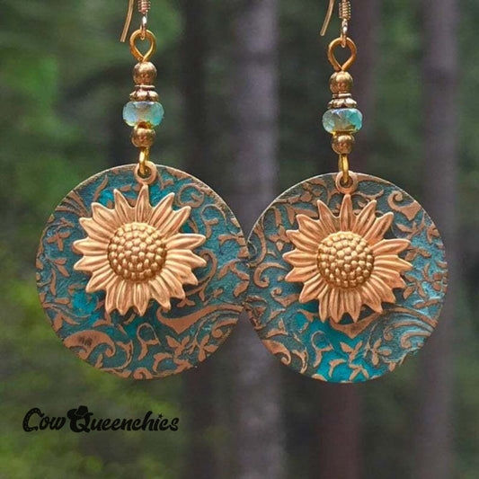 Double-layer Sunflower Pattern Earrings