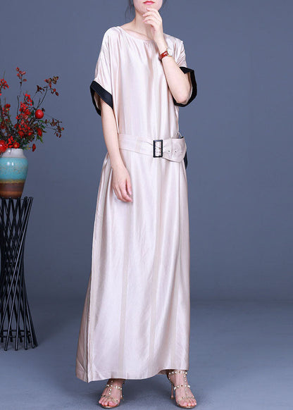 Art Apricot O-necktie Waist Fall Half Sleeve Party Dress