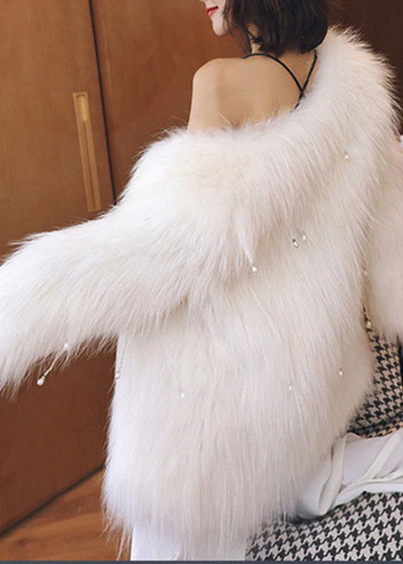Light Green Raccoon Hair Leather and Fur Coat Spring