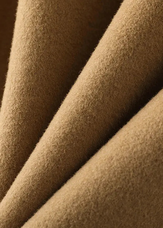 Camel Peter Pan Collar Button Woolen Long Coats Fall