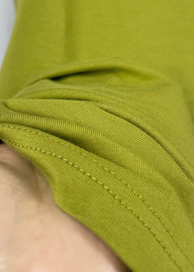 French Green O-neck Oversized Color Cotton Maxi Dress Half Sleeve