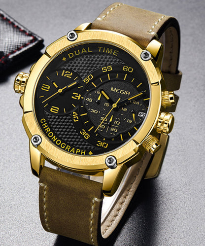 Silk Leather Tempered Glass Quartz Movement Watch