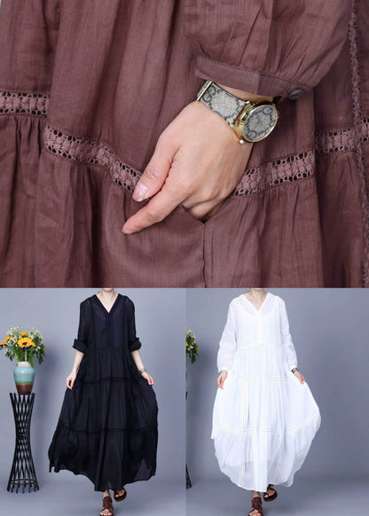 New White Pockets Linen Two Pieces Set Spring