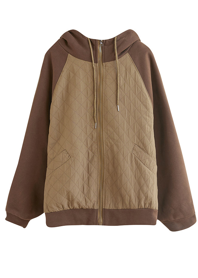 Diy Green Hooded Patchwork Cotton Sweatshirt Coats Spring