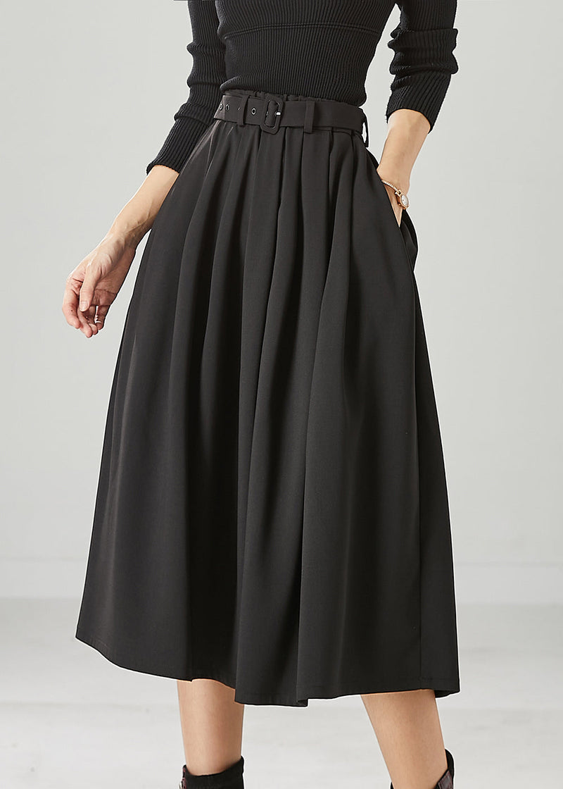Black Exra Large Hem Cotton Skirt Fall