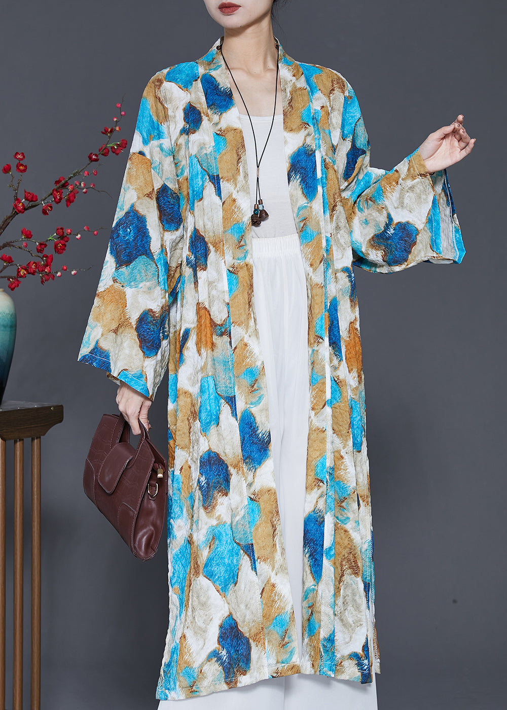 Blue Oversized Tie Dye Cotton Cardigans Spring