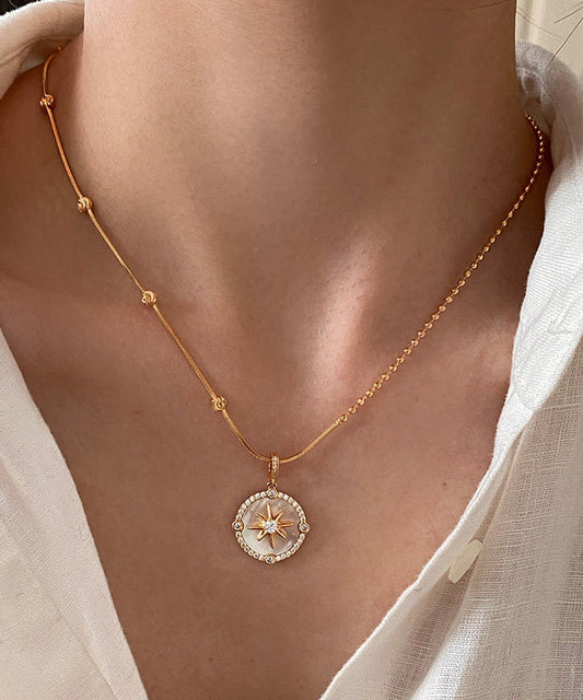 Gold Shell Adjustable Copper Pendant Necklace