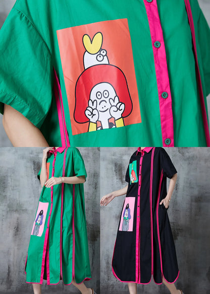 Black Applique Patchwork Cotton Vacation Dresses Summer