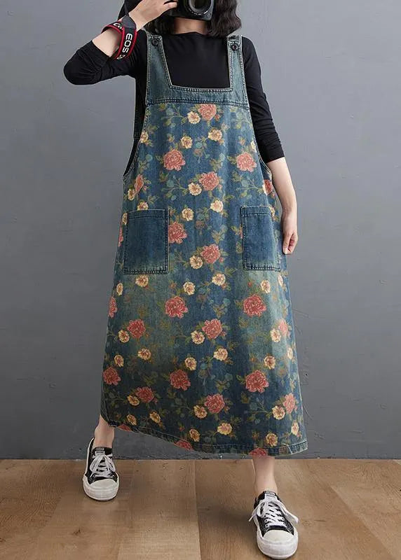 Denim Blue Print Dress Fall Denim Dress
