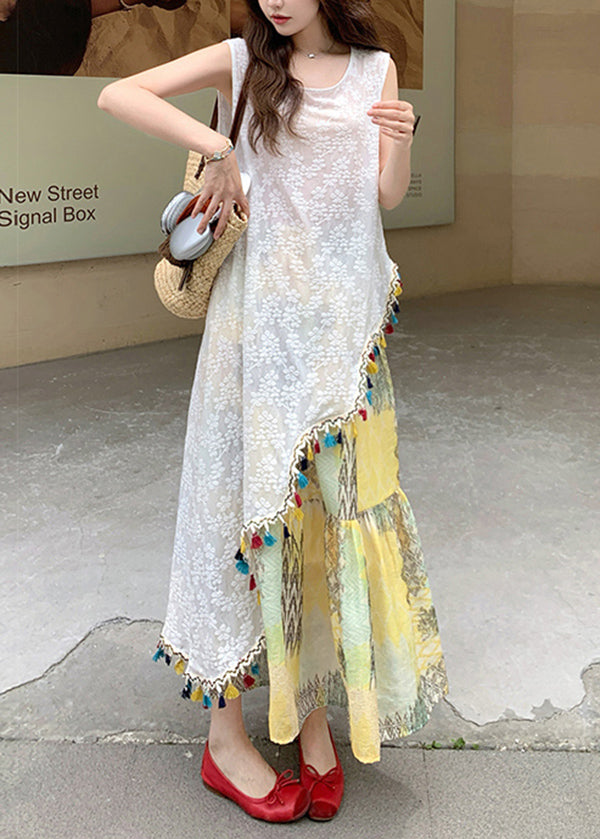 Style Embroidered Tassel Sleeveless Two Pieces Set