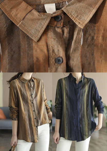 Navy Peter Pan Collar Shirt Top Long Sleeve
