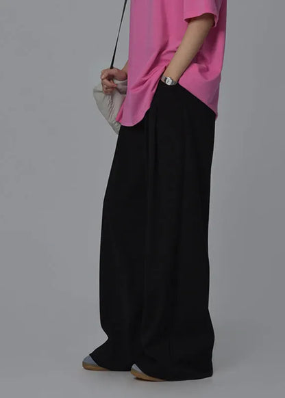 Black High Waist Pockets Wide Leg Pants Summer