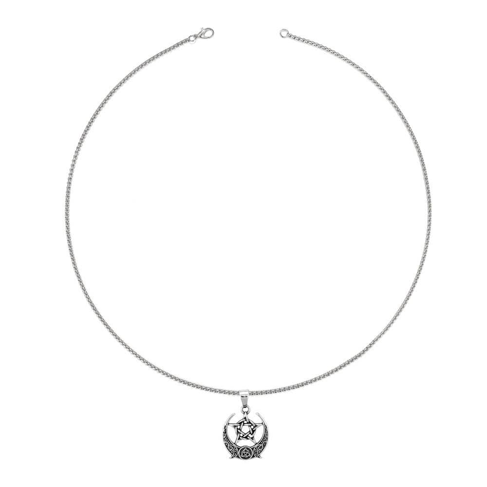 Triple Moon Pentagram Protection Necklace