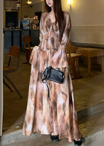 Tie Dye Long Dress and Spaghetti Strap Dress Two Pieces Set Spring