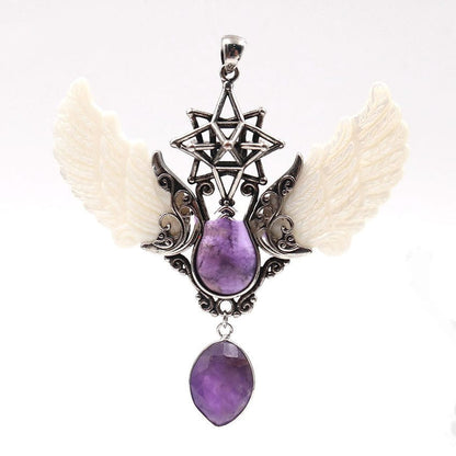 Enchanted Crystal Angel Wing Merkaba Pendant