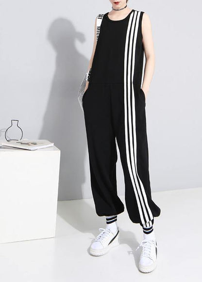 Italian Black Sleeveless Rompers Summer