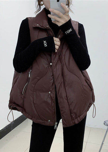 Diy Chocolate Thin Zipper Pocket Winter Down Cotton Vest