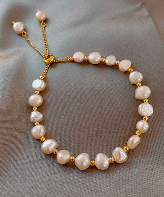 White Alloy Pearl Tassel Charm Bracelet