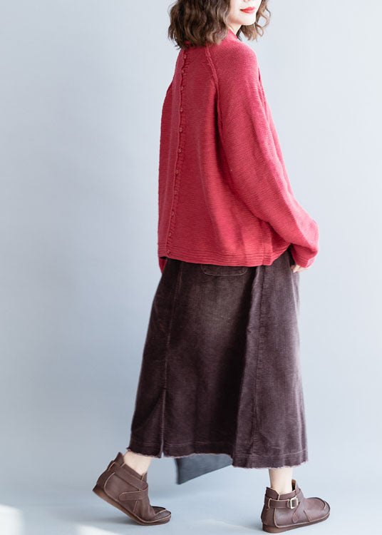Beige Button Woolen Knit Sweaters Spring