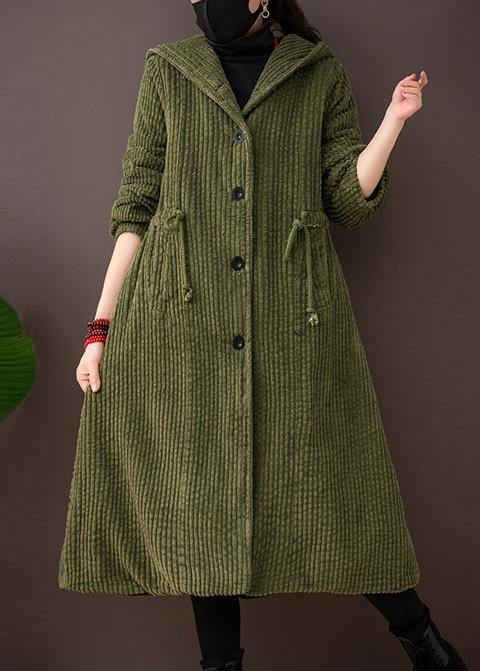 Art Hooded Drawstring Clothes for Green Tunic Coats
