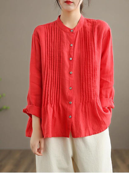 Organic Blue Spring Linen Shirt Tunics Cotton Blouse