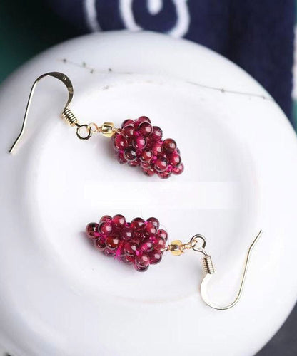Purple Sterling Silver Overgild Crystal Grape Drop Earrings
