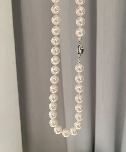 White Sterling Silver Pearl Gratuated Bead Necklac Two Piece Set