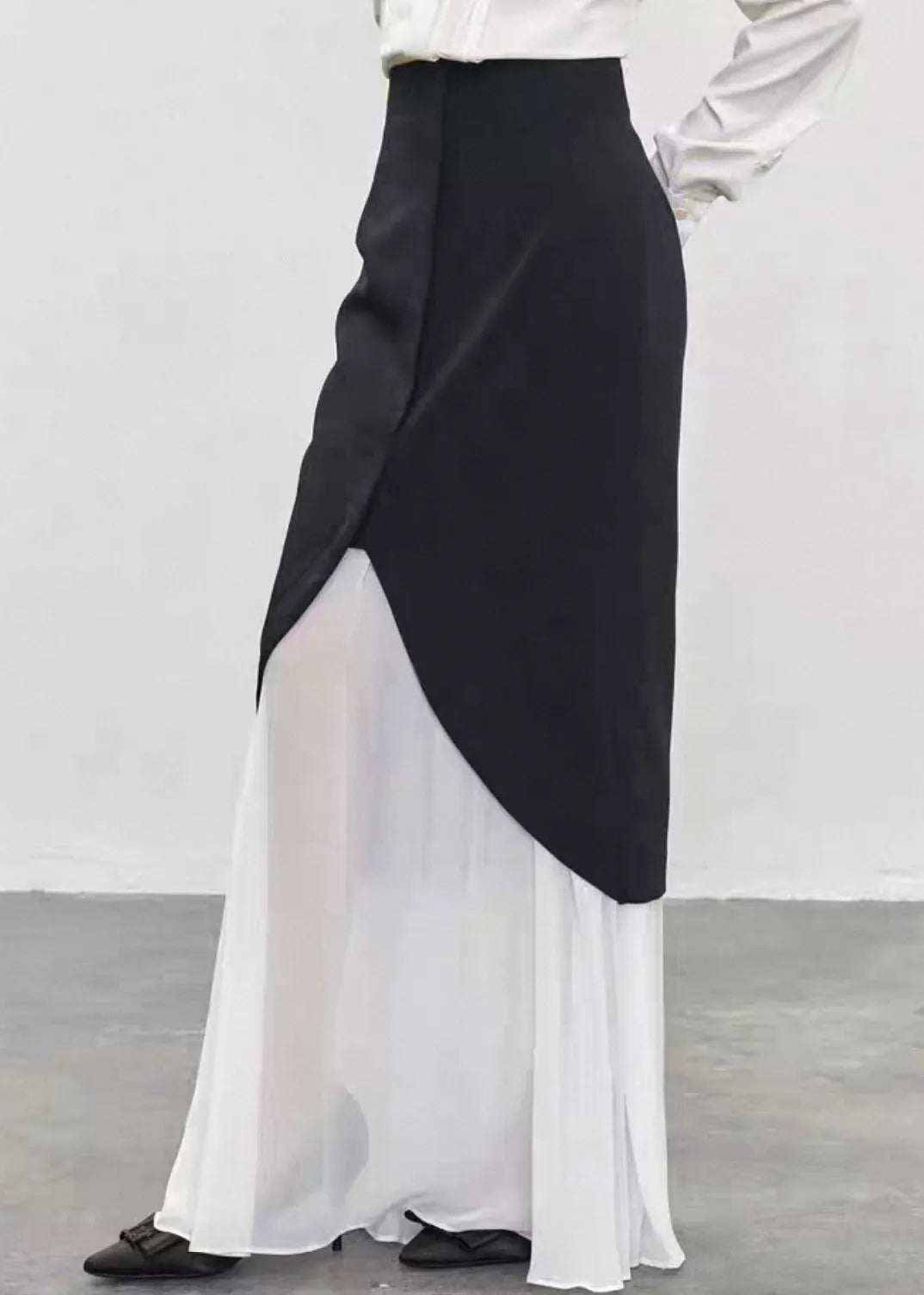 Unique Black High Waist Tulle Patchwork Skirts Summer