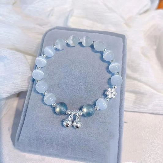 Cat's Eye Crystal Peach Blossom Fu Character Support Bracelet