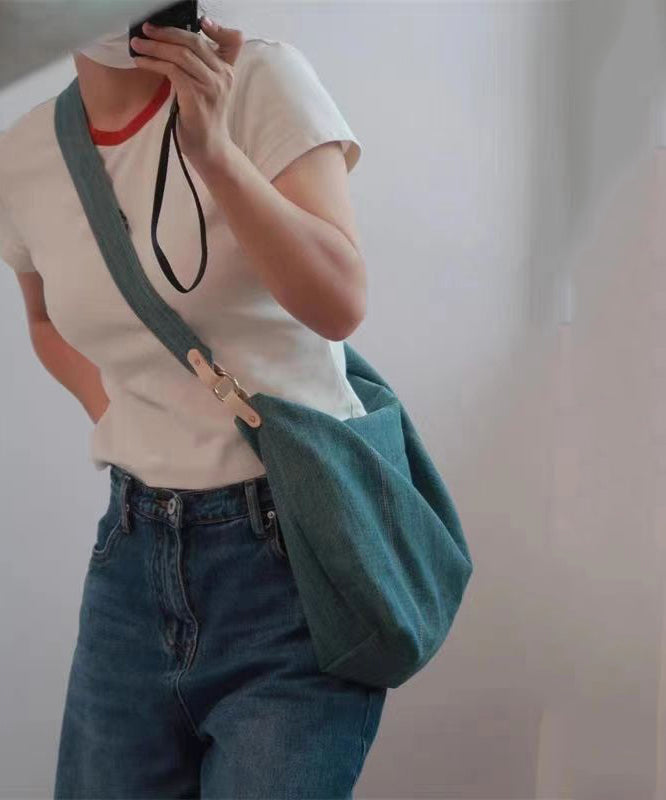 Blue Large Capacity Durable Denim Satchel Handbag
