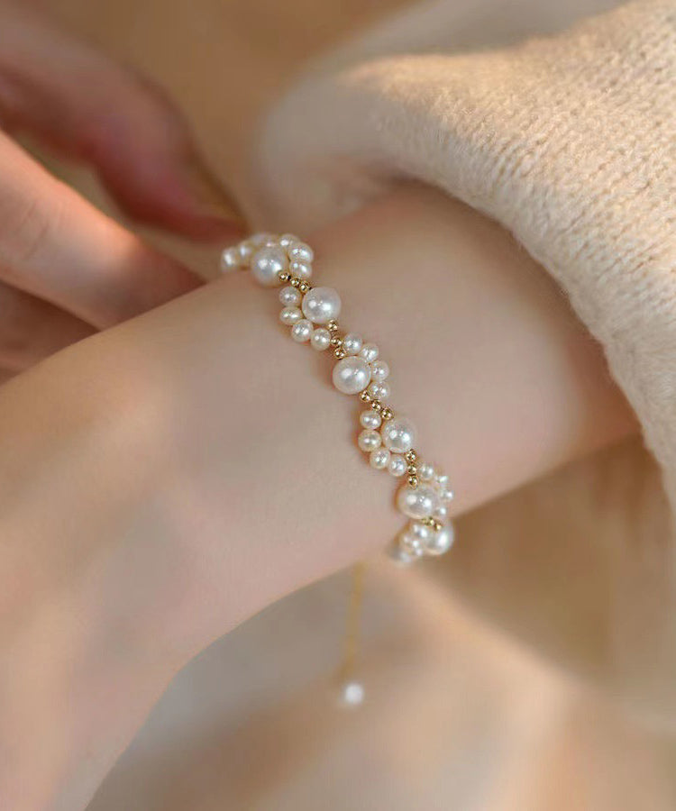 Gold Alloy Kitten Claws Pearl Tassel Charm Bracelet