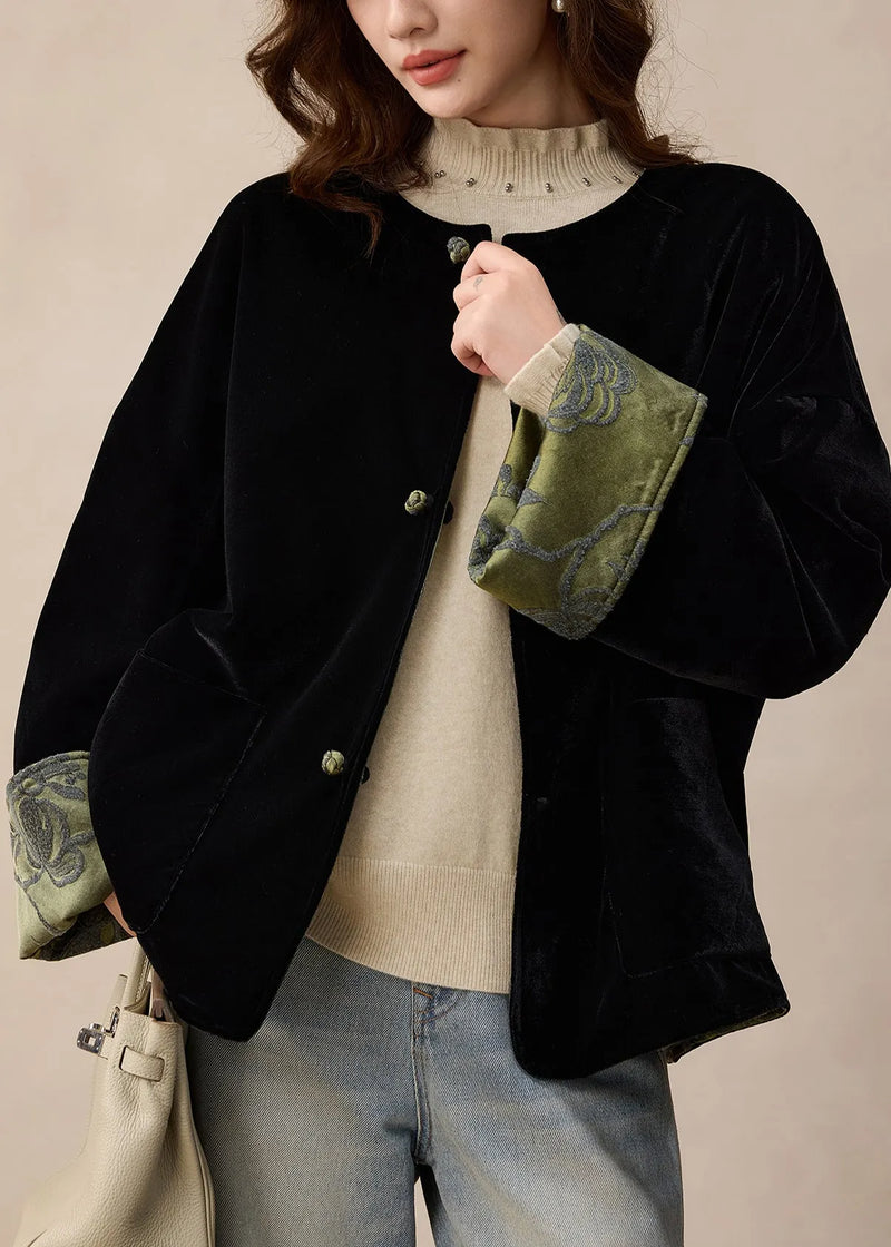 Green Jacquard Wear on Both Sides Silk Jackets Spring