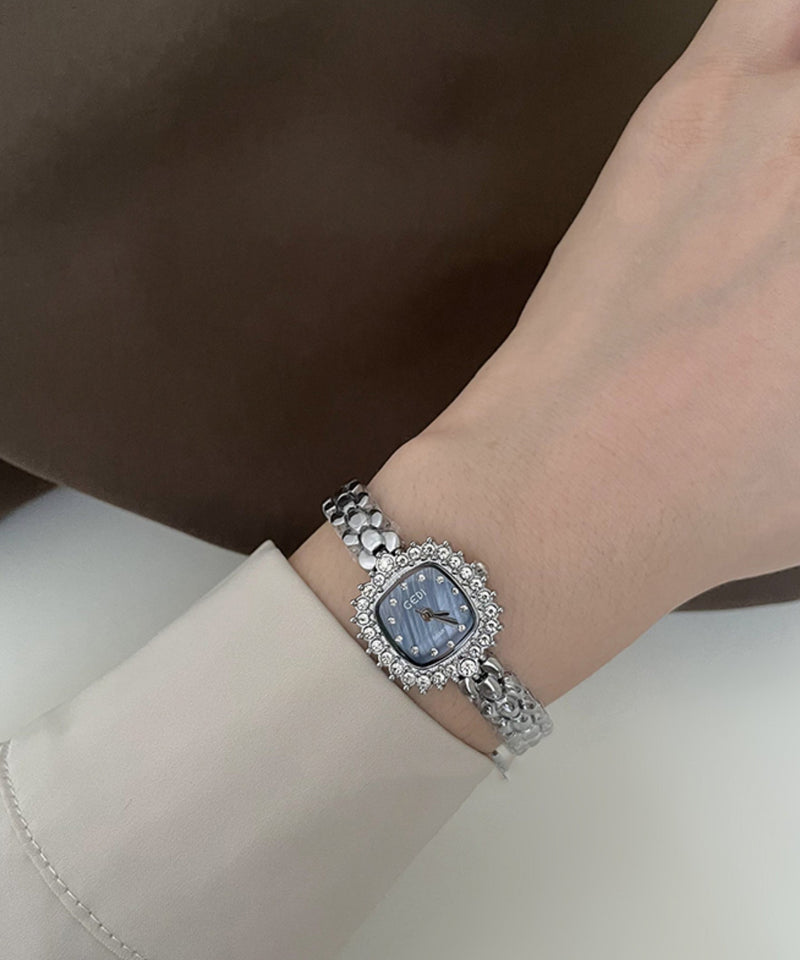 Fine Blue Stainless Steel Tempered Glass Chain Watches