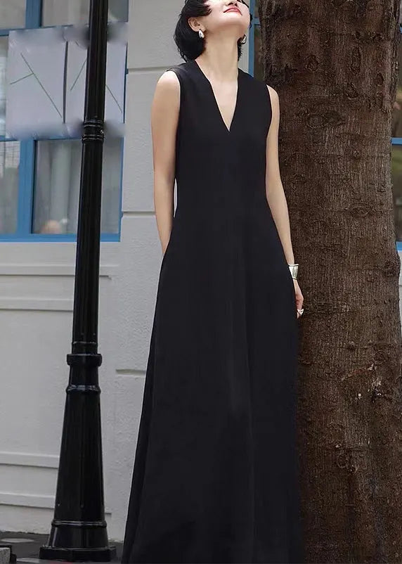 White V Neck Patchwork Long Dresses Sleeveless