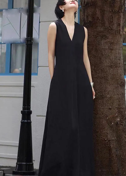White V Neck Patchwork Long Dresses Sleeveless
