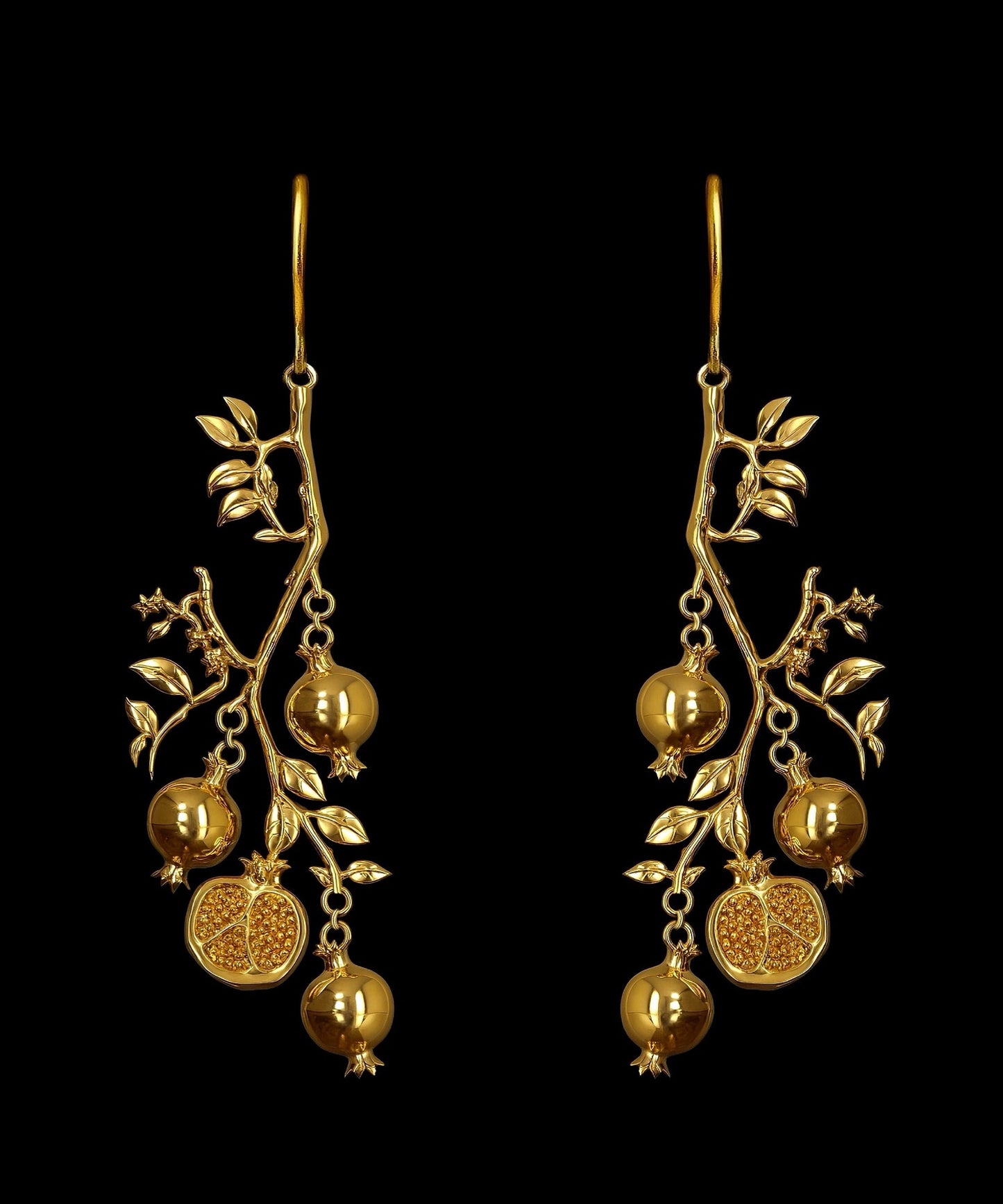 Diy Gold Copper Alloy Pomegranate Drop Earrings