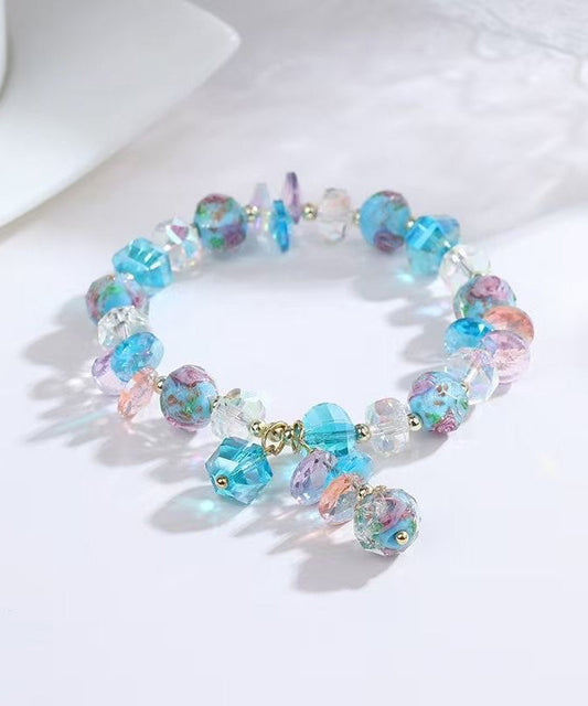 Blue Alloy Crystal Heart-shaped Charm Bracelet