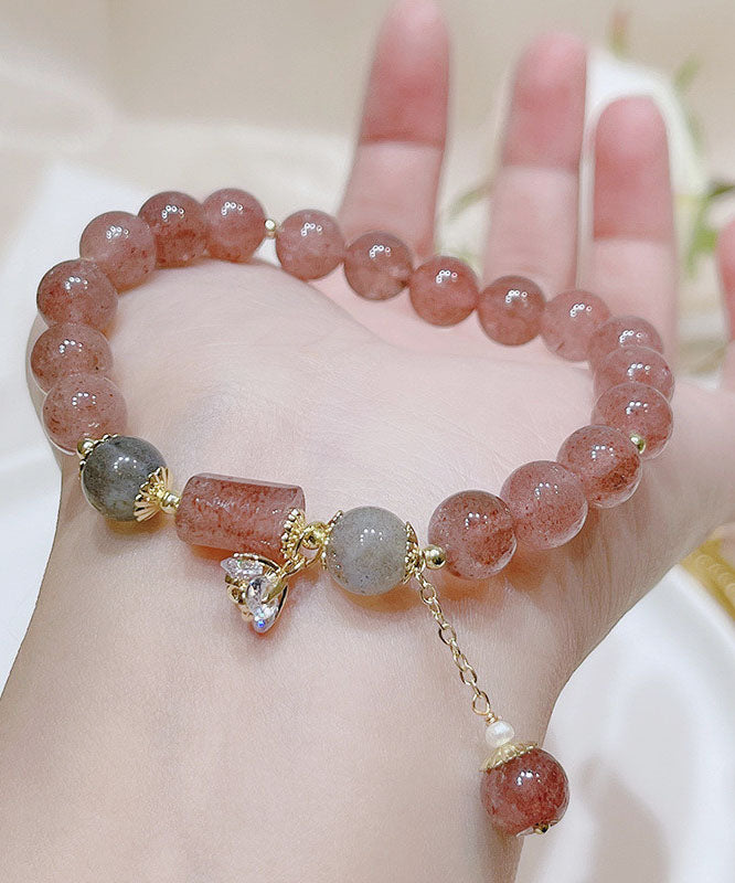 Pink Crystal Beading Charm Bracelet