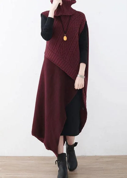 Fall New Knit Stitched Dress Two Piece Set