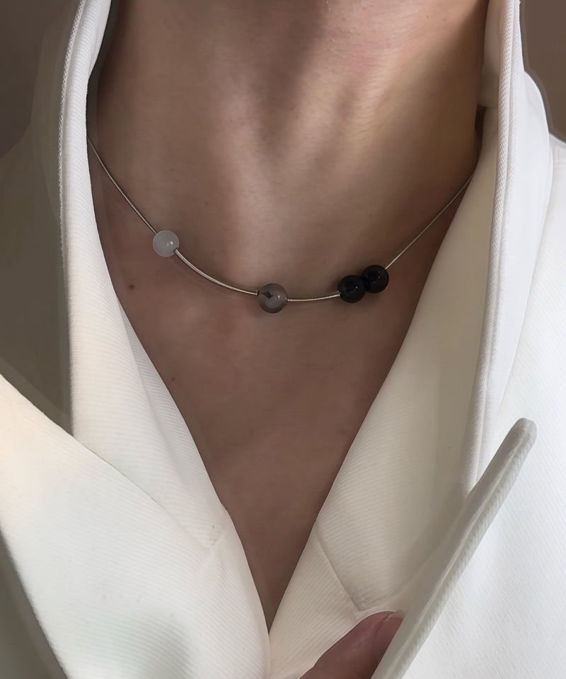 Blackish Crystal Tungsten Steel Necklace