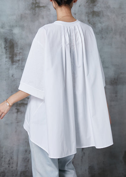Green Cotton Pullover Sweatshirt Oversized Half Sleeve Summer