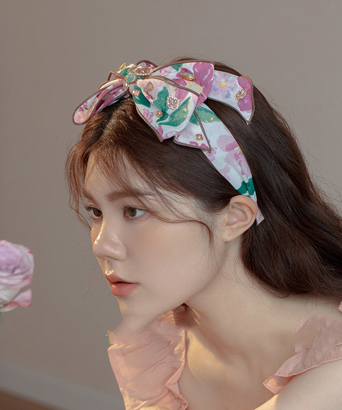 Pink Alloy Zircon Crystal Bow Hairpin