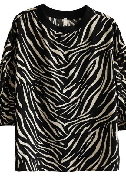 Black Striped Striped Spring Blouses