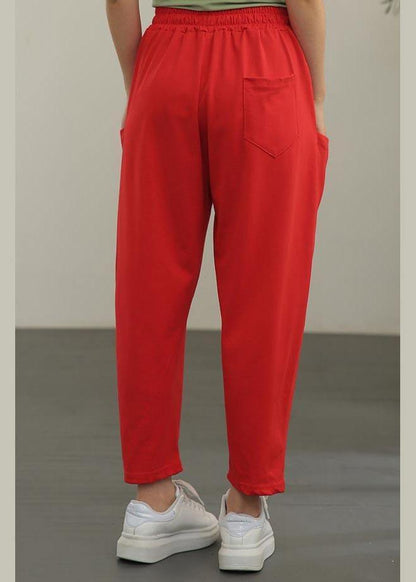 Red Crop Harem Pants Summer