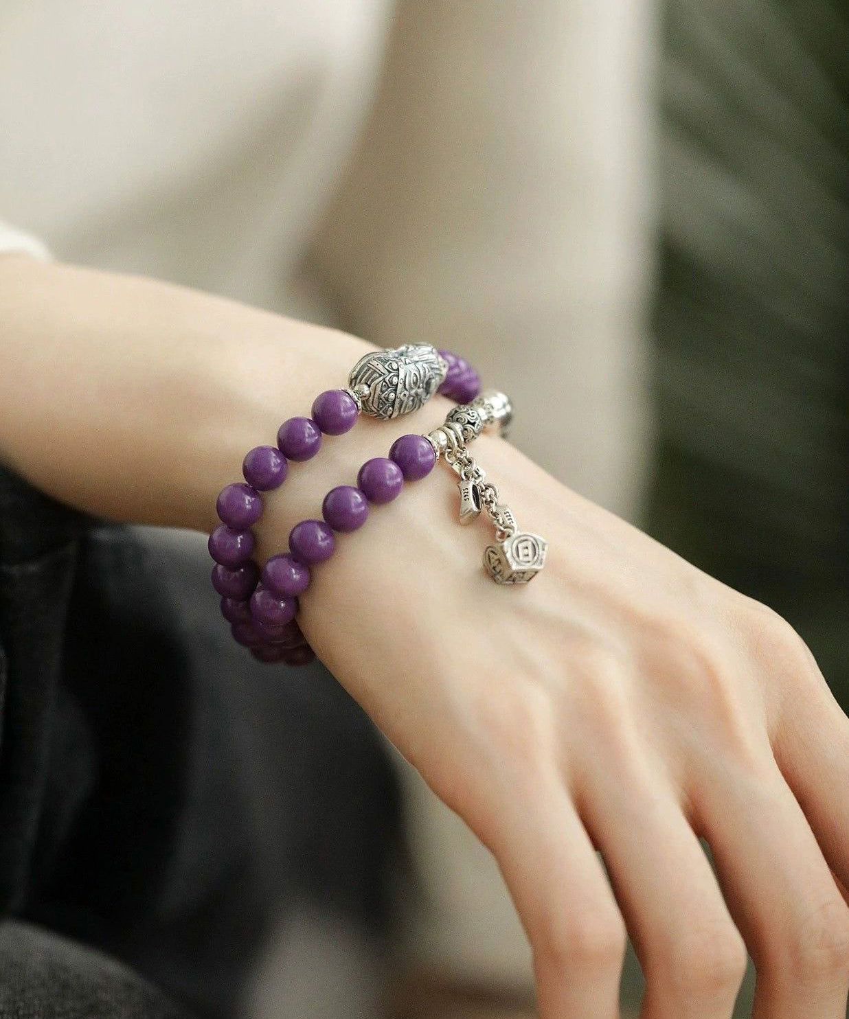 Colorblock Sterling Silver Thriving Business Beading Charm Bracelet